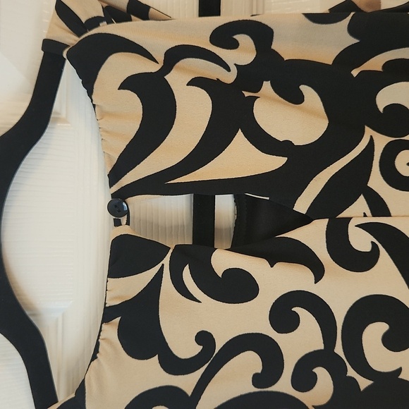 Enfocus Petite Women's Tan and Black Sleeveless Ikat Print Dress Size 6P - Picture 10 of 10